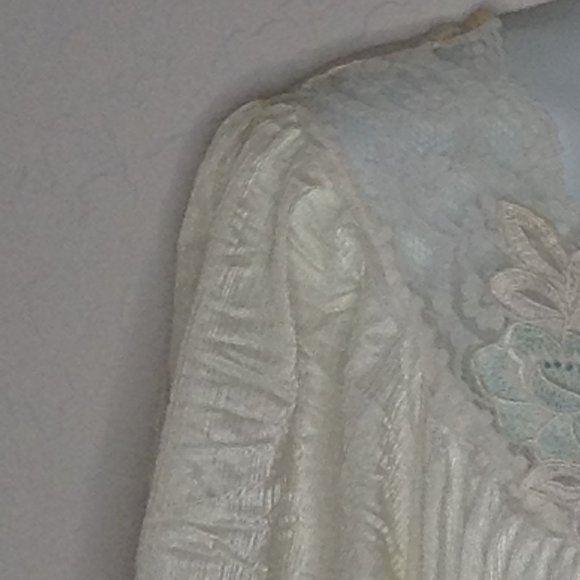 Vintage Val Mode Womens Ivory Night Gown Long V-Neck Short Sleeve Medium - Picture 6 of 9